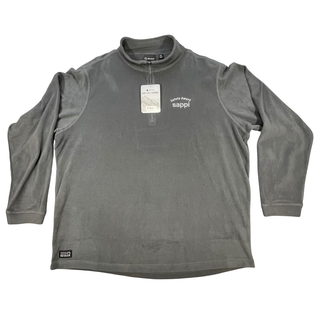 NWT DDX Dri-Duck Gray Fleece Quarter Zip Pullover Mens 2XL